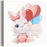 Милый кролик с воздушными шарами Коллекция Cute animals Животные Заяц Для детей Детские Для девочек Для мальчиков 80х80 Раскраск