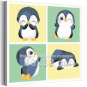 Малыши пингвины Коллекция Cute animals Животные Для детей Детские Для девочек Для мальчиков Для малышей 80х80 Раскраска картина 