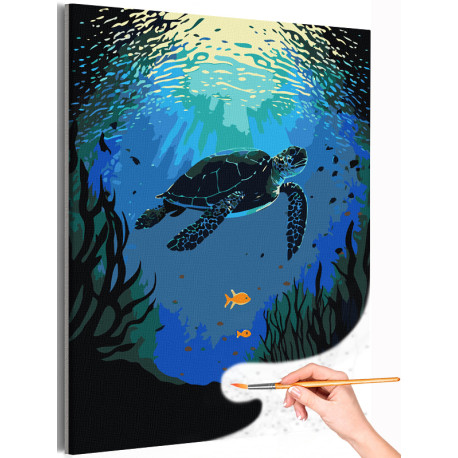 1 Морская черепаха в океане Животные Рыбы Вода Море Природа Для детей детская Для мальчика для девочки Раскраска картина по номе