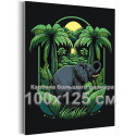 Слон в зеленых листьях Животные Природа 100х125 Раскраска картина по номерам на холсте