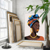 4 Яркая Африканка Девушка Женщина Портрет Стильная Интерьерная Люди 100х125 Раскраска картина по номерам на холсте