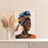 4 Яркая Африканка Девушка Женщина Портрет Стильная Интерьерная Люди Раскраска картина по номерам на холсте