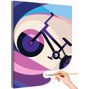 1 Фиолетовый велосипед Спорт Абстракция Минимализм Интерьерная Яркая Легкая Раскраска картина по номерам на холсте