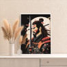 3 Самурай на фоне луны Портрет Люди Япония Арт Мужчина Лицо Стильная Раскраска картина по номерам на холсте