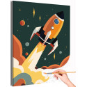 Ракета в полете Космос Планеты Небо Шаттл Для детей Детская Для мальчиков Раскраска картина по номерам на холсте