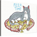 Кошка на пицце Еда Кот Животные Смешные Для детей Детские 75х100 Раскраска картина по номерам на холсте