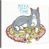 Кошка на пицце Еда Кот Животные Смешные Для детей Детские 60х80 Раскраска картина по номерам на холсте