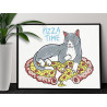 2 Кошка на пицце Еда Кот Животные Смешные Для детей Детские 60х80 Раскраска картина по номерам на холсте
