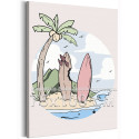 Тропический остров Серфинг Море Океан Пляж 75х100 Раскраска картина по номерам на холсте
