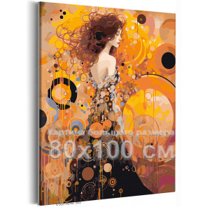 Девушка в стиле Климта Абстракция Портрет Люди Женщина Интерьерная Яркая 80х100 Раскраска картина по номерам на холсте