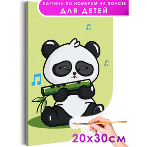 1 Панда с бамбуковой дудочкой Животные Для детей Детская Для мальчиков Для девочек Маленькая Легкая Раскраска картина по номерам