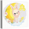Зайчик в короне на месяце Коллекция Cute animals Заяц Кролик Символ года Животные Для детей Детские Для девочек 80х80 Раскраска 