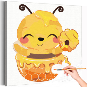 1 Пчела в чашке с медом Коллекция Cute animals Животные Для детей Детские Для девочек Для мальчиков Раскраска картина по номерам