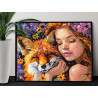 2 Портрет девушки и лисы в цветах Животные Лисичка Люди Тотем Принцессы Фэнтези 100х125 Раскраска картина по номерам на холсте