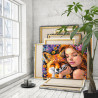 3 Портрет девушки и лисы в цветах Животные Лисичка Люди Тотем Принцессы Фэнтези 100х125 Раскраска картина по номерам на холсте