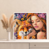 5 Портрет девушки и лисы в цветах Животные Лисичка Люди Тотем Принцессы Фэнтези 80х100 Раскраска картина по номерам на холсте