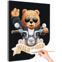 Мишка на мотоцикле Животные Медведь Байкер Для детей Детская Для мальчика Раскраска картина по номерам на холсте