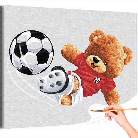 1 Плюшевый мишка футболист Животные Медведь Спорт Для детей Детская Для мальчика Раскраска картина по номерам на холсте