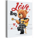 Влюбленный мишка с гитарой Животные Медведь Певец Музыка Для детей Детская Для мальчика 100х125 Раскраска картина по номерам на холсте