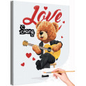 Влюбленный мишка с гитарой Животные Медведь Певец Музыка Для детей Детская Для мальчика Раскраска картина по номерам на холсте