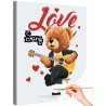 1 Влюбленный мишка с гитарой Животные Медведь Певец Музыка Для детей Детская Для мальчика Раскраска картина по номерам на холсте