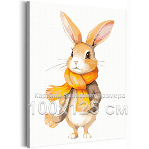 Кролик в осенней одежде Животные Заяц 100х125 Раскраска картина по номерам на холсте