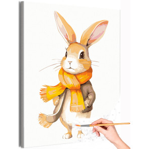 1 Кролик в осенней одежде Животные Заяц Раскраска картина по номерам на холсте