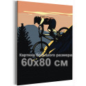 Велосипедист в горах на закате Люди Для мужчин Спортсмен Природа Пейзаж 60х80 Раскраска картина по номерам на холсте