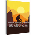 Мужчина в горах на велосипеде Люди Животные Олень Природа Пейзаж Закат Спортсмен 60х80 Раскраска картина по номерам на холсте