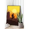 2 Мужчина в горах на велосипеде Люди Животные Олень Природа Пейзаж Закат Спортсмен 60х80 Раскраска картина по номерам на холсте
