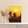 3 Мужчина в горах на велосипеде Люди Животные Олень Природа Пейзаж Закат Спортсмен 60х80 Раскраска картина по номерам на холсте