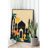2 Луна над мечетью Закат Пейзаж Страны Минимализм Интерьерная 60х80 Раскраска картина по номерам на холсте