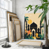 4 Луна над мечетью Закат Пейзаж Страны Минимализм Интерьерная 60х80 Раскраска картина по номерам на холсте