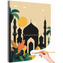 Луна над мечетью Закат Пейзаж Страны Минимализм Интерьерная Раскраска картина по номерам на холсте