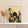 3 Луна над мечетью Закат Пейзаж Страны Минимализм Интерьерная Раскраска картина по номерам на холсте