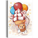 Мороженое с воздушными шарами Коллекция Funny Еда Для детей Детские Для мальчиков Для девочек 75х100 Раскраска картина по номерам на холсте