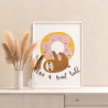 3 Ленивец с пончиком донатс Животные Еда Для детей Детские 60х80 Раскраска картина по номерам на холсте
