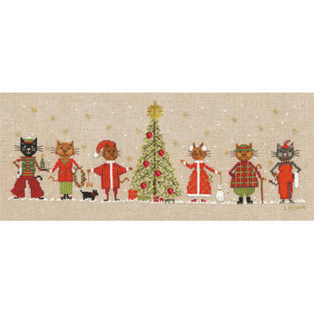  Frieze Christmas Cats (Рождественские коты) Набор для вышивания Le Bonheur des Dames 2675