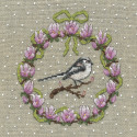 March Wreath Long-Tailed Tit (Мартовский венок синица) Набор для вышивания Le Bonheur des Dames