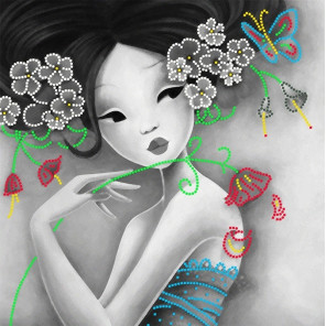  Девушка с цветами Канва с рисунком для вышивки бисером Вышиваем бисером ПР3