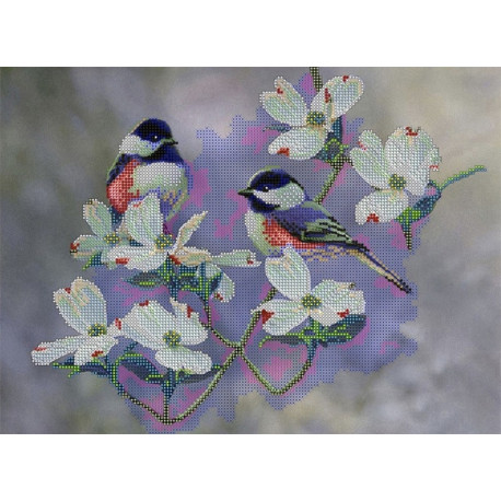  Птицы среди цветов Канва с рисунком для вышивки бисером Вышиваем бисером ПР34
