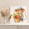 3 Тушканчик с ягодами Животные Мышь Для детей Детская Раскраска картина по номерам на холсте