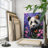 3 Маленькая панда с цветами и бабочками Животные Медведь Яркая Раскраска картина по номерам на холсте
