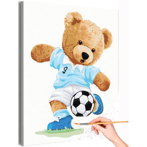 1 Мишка футболист Животные Медведь Спорт Для детей Детская Для мальчика Раскраска картина по номерам на холсте