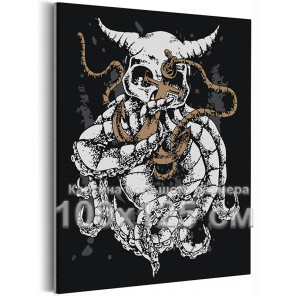 Скелет Кракена Мифология Пираты 100х125 Раскраска картина по номерам на холсте