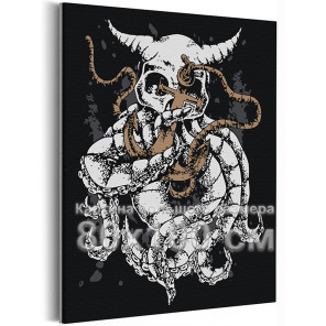 Скелет Кракена Мифология Пираты 80х100 Раскраска картина по номерам на холсте