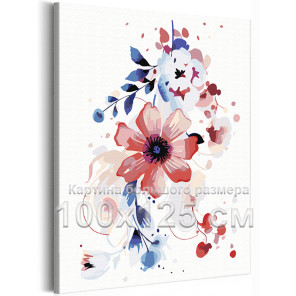 Стильный букет c маком Цветы Для девушки Для женщины Маме Для триптиха 100х125 Раскраска картина по номерам на холсте