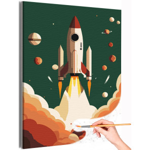 1 Запуск ракеты Космос Планеты Небо Шаттл Для детей Детская Для мальчиков Раскраска картина по номерам на холсте