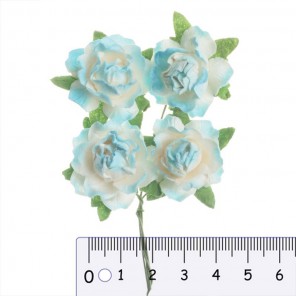 Сине-белые Цветы кудрявой розы для скрапбукинга, кардмейкинга Scrapberry's