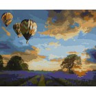 Лавандовое поле и воздушные шары Раскраска картина по номерам на холсте
